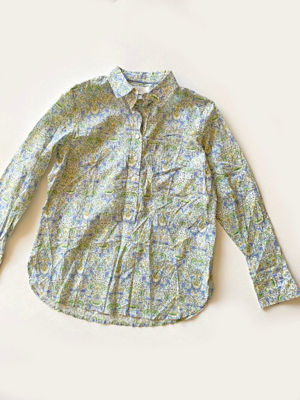 J.Crew Cotton Classic-Fit Popover Top in Liberty Lodden Fabric Size S